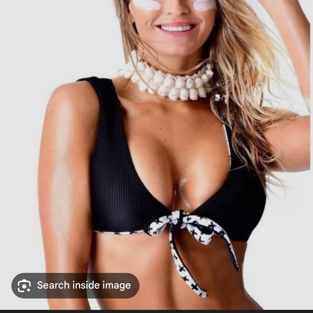 Moana Bikini Black Ribbed Vest Top